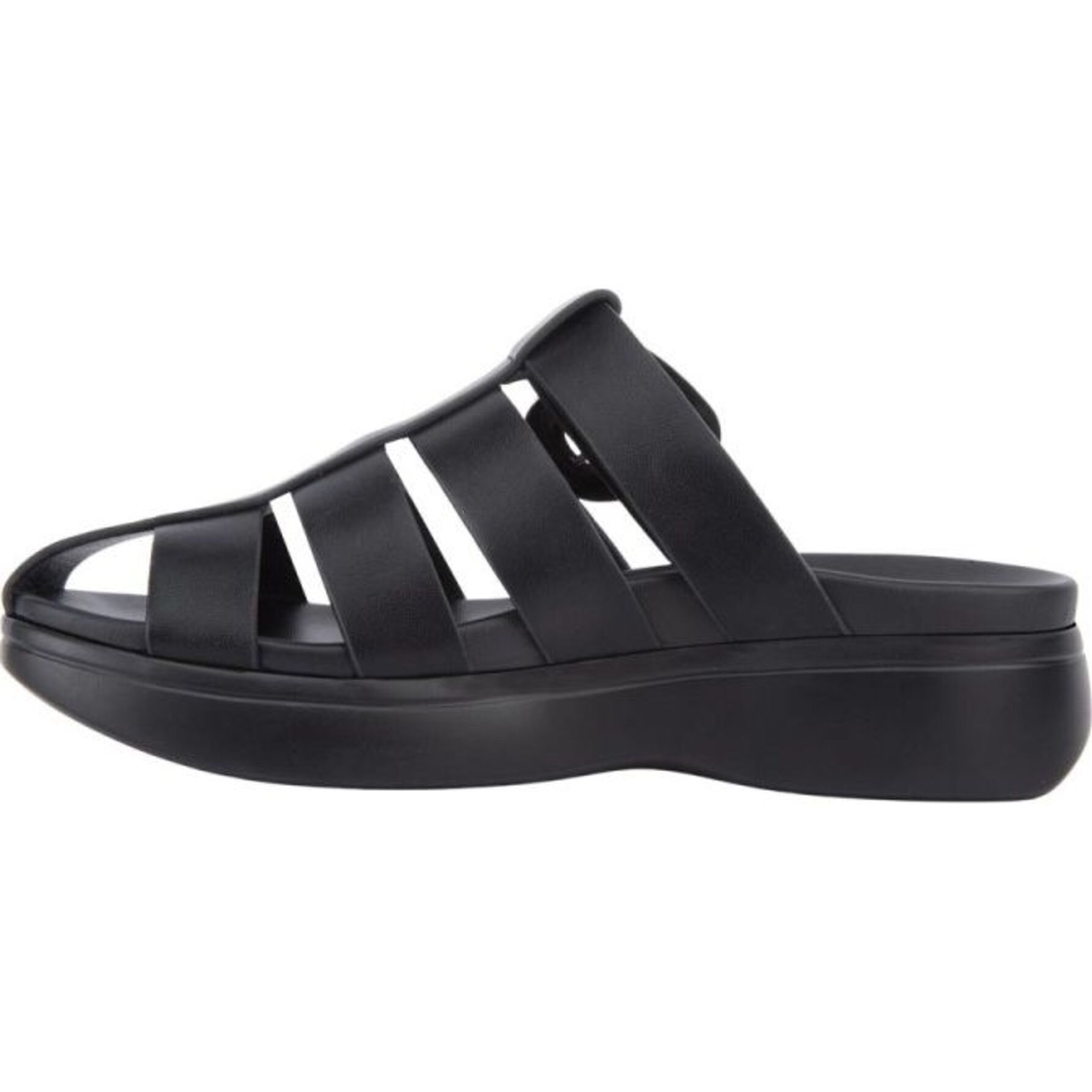 Sandalia para mujer, planas, estilo gladiador, con tacón bajo y acabado napa, tipo slip on, marca Vi Line, color negro, mod. 1192837