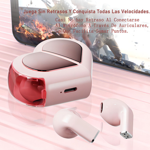 Audífonos Bmani K520 Auriculares Bluetooth Inalámbricos Con Forma De Corazón Dos Formas Talla Pequeña Mini Rosa