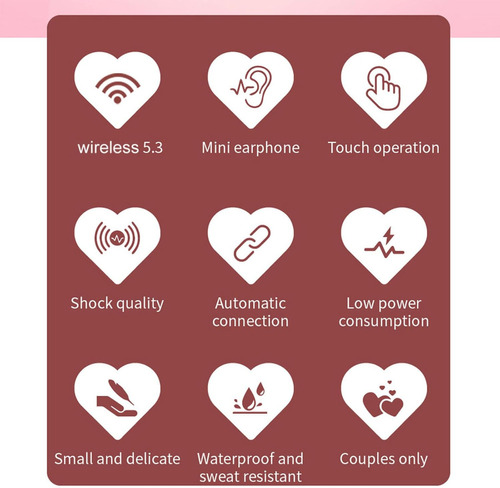 Audífonos Bmani K520 Auriculares Bluetooth Inalámbricos Con Forma De Corazón Dos Formas Talla Pequeña Mini Rosa