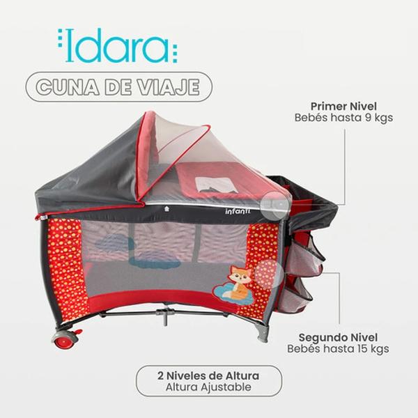 Cuna Corral Para Bebé Infanti Idara De Viaje Con Organizador rojo
