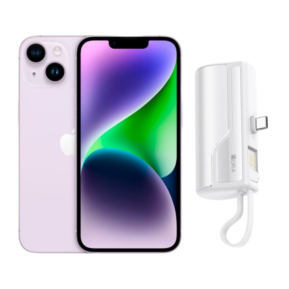 iPhone 14 Plus 128GB Morado CHIP Reacondicionado Grado A + Mini Power Bank