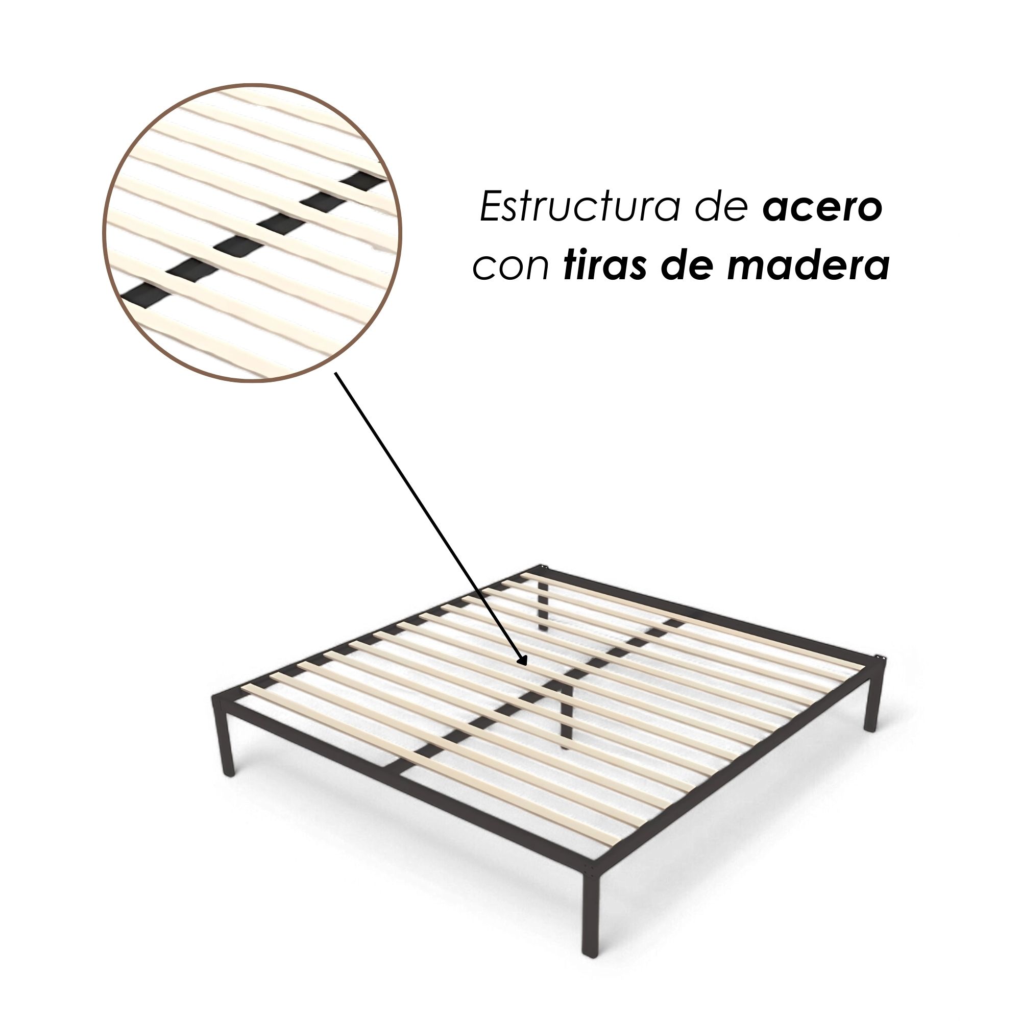Ilios Innova | Ilios Innova | Base Cama King | Estructura de Acero | Resistente | Sin Cabecera | Diseño Minimalista