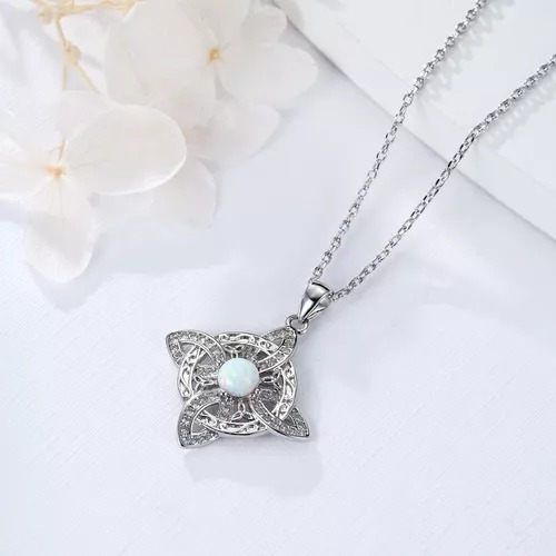 Collar Con Dije Nudo De Brujas Celta Para Mujer Plata 925
