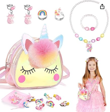 Juego De Bolsas para Niñas Dress Up, Bolso Cruzado De Unicornio