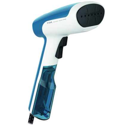 T-fal Vaporizador Steam First, Plancha vertical con capacidad de 70 ml, cepillo de vapor rápido y versátil ideal para viajes y de uso diario. Azul y blanco, DT6130Q1