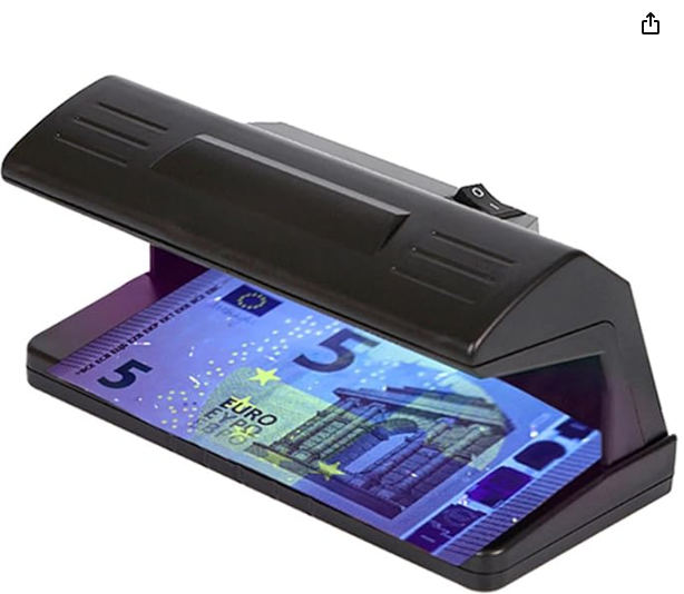 Máquina de billetes falsos con detector UV de dinero Detector de billetes falsificados para pasaporte, dinero, tarjetas de crédito e identificaciones