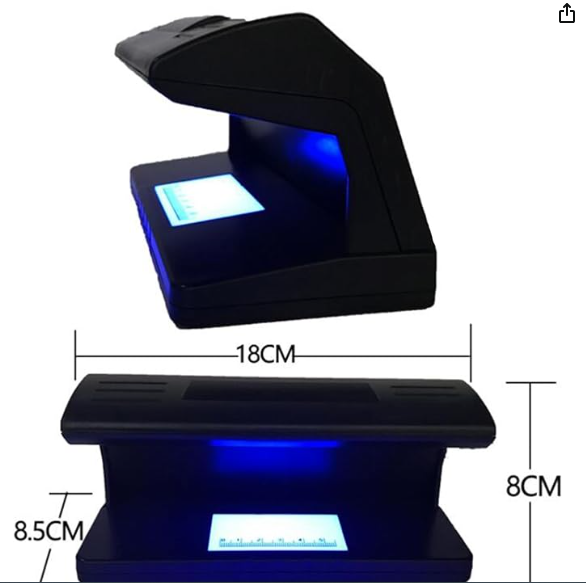 Máquina de billetes falsos con detector UV de dinero Detector de billetes falsificados para pasaporte, dinero, tarjetas de crédito e identificaciones