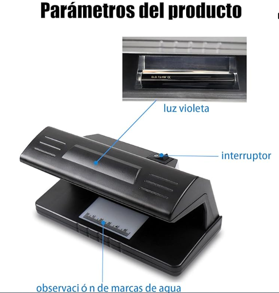 Máquina de billetes falsos con detector UV de dinero Detector de billetes falsificados para pasaporte, dinero, tarjetas de crédito e identificaciones