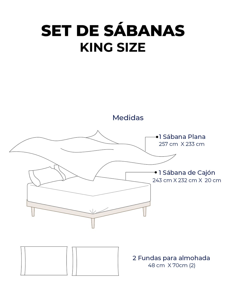 Juego de Sábanas King Size Blanco Atlas Basic de Microfibra Suave y Secado Rápido