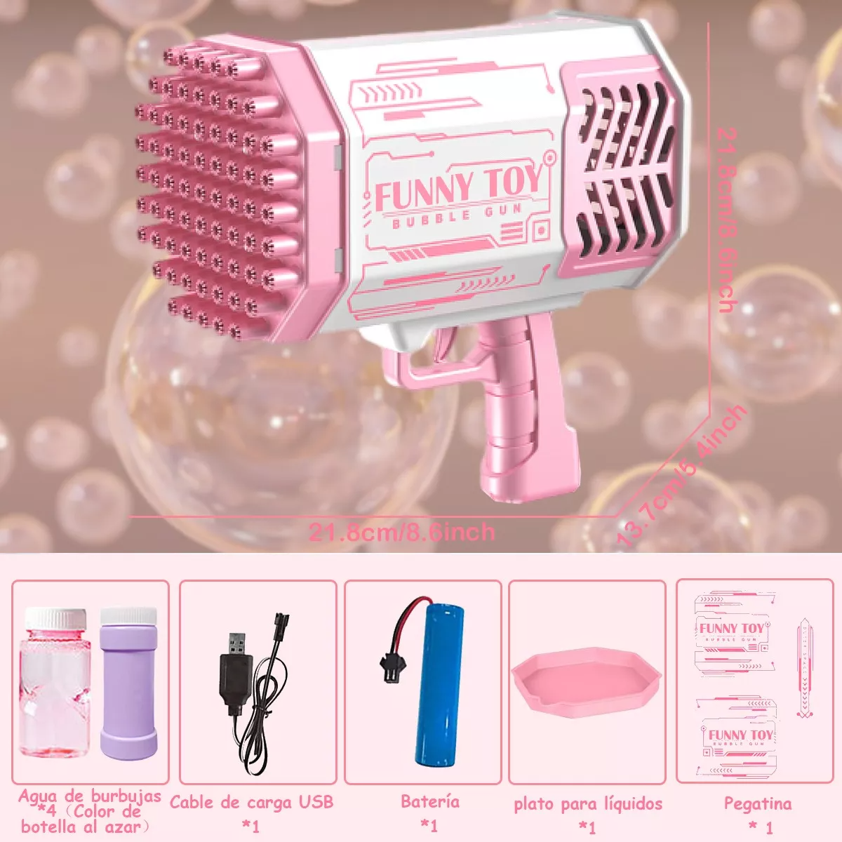 Bazooka Bubble Machine Con 69 Agujeros De Burbujas Y Luz