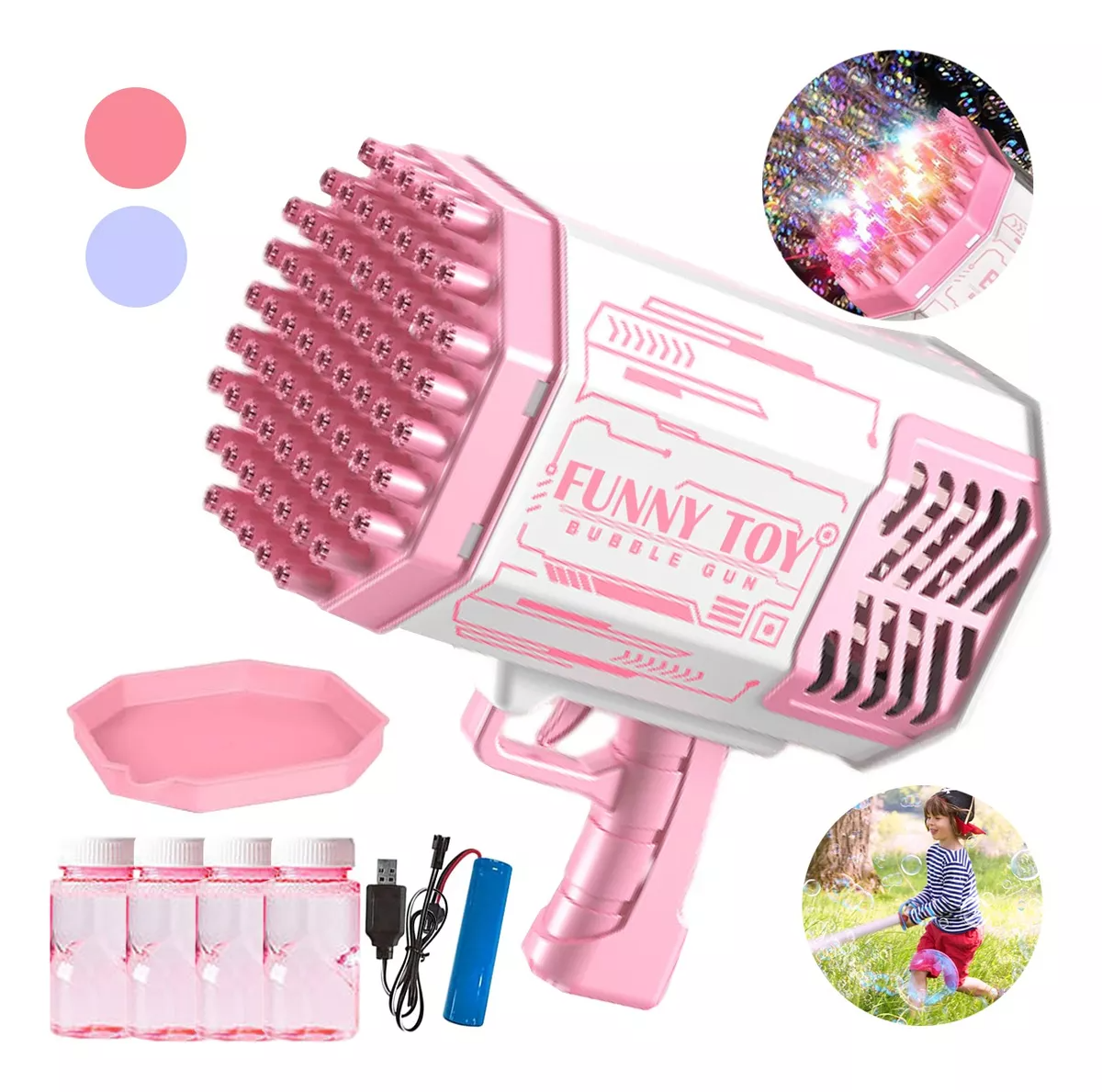 Bazooka Bubble Machine Con 69 Agujeros De Burbujas Y Luz