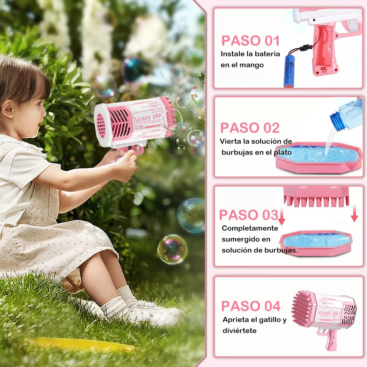 Bazooka Bubble Machine Con 69 Agujeros De Burbujas Y Luz