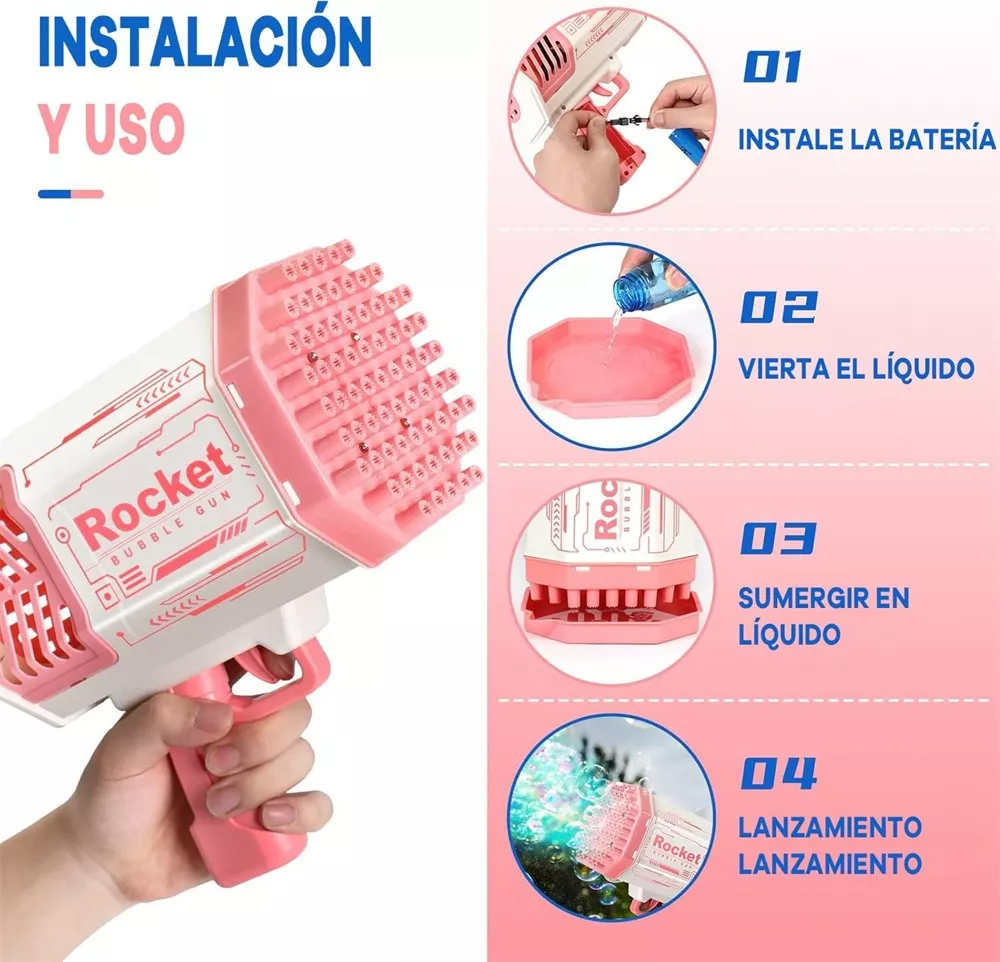 Bazooka Bubble Machine Con 69 Agujeros De Burbujas Y Luz