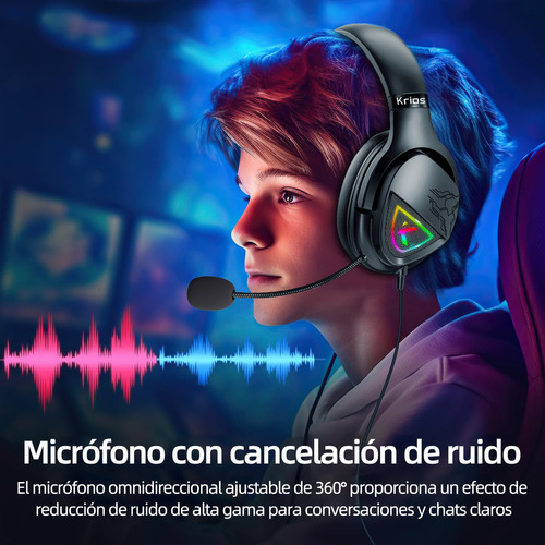 Audífonos Gamer KRIOS K11 Headset Gamer con Microfono Led Rgb para Xbox Ps4 Pc