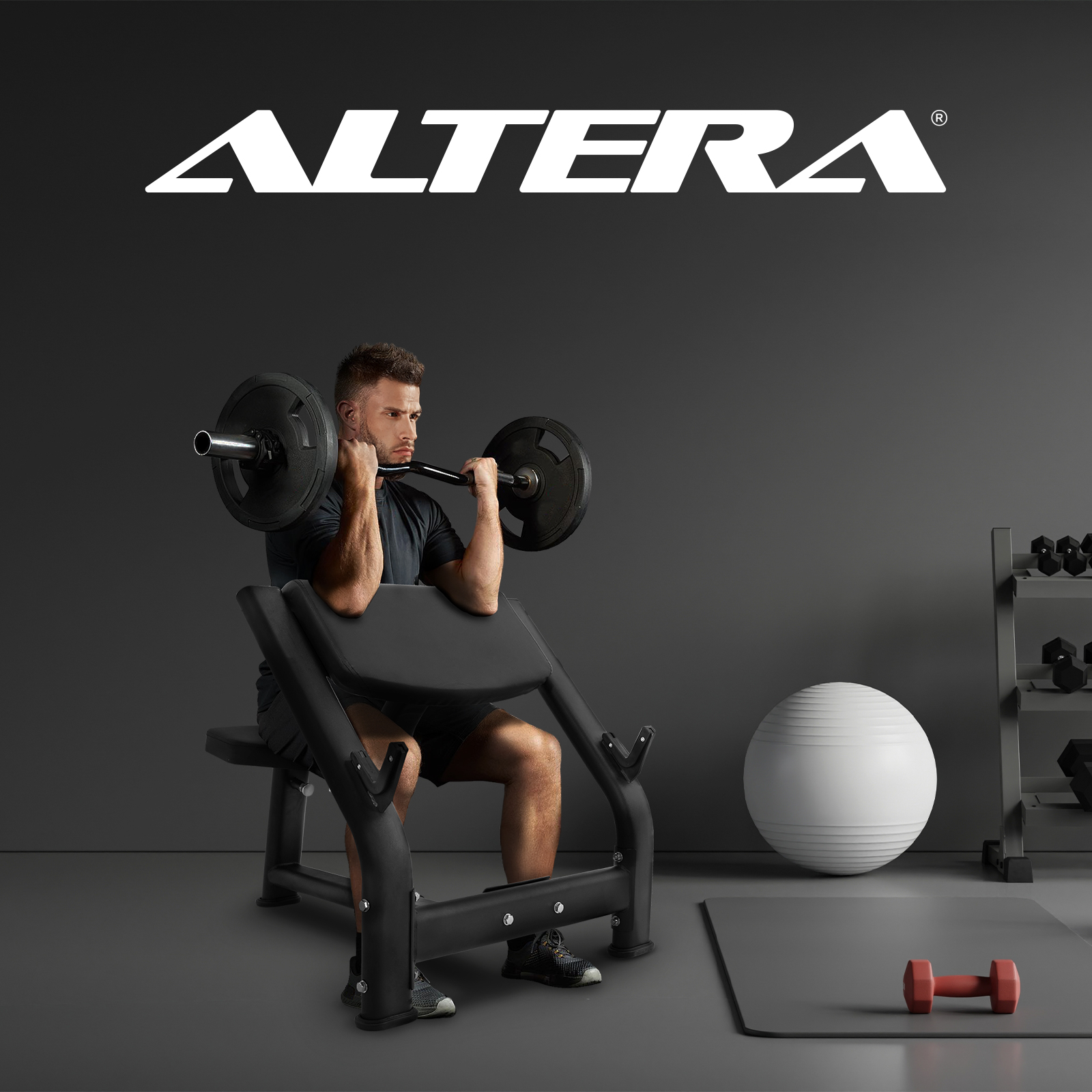 Banco Scott Predicador Altera Ejercicio Curl Ajustable Color Negro