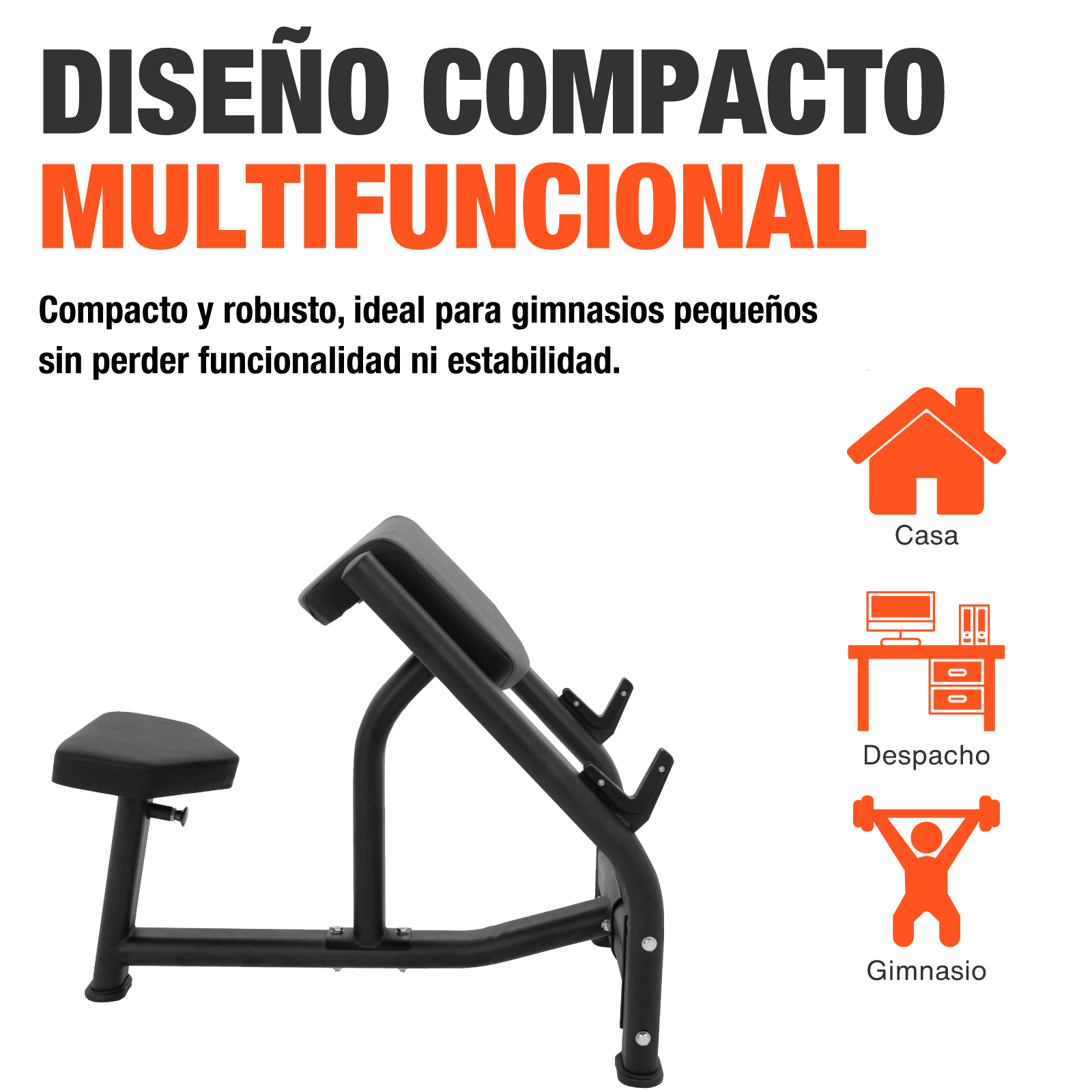 Banco Scott Predicador Altera Ejercicio Curl Ajustable Color Negro