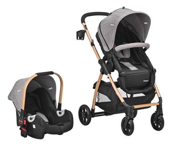 Carriola De Bebe Prinsel Prima Ts Portabebe/autoasiento gris con dorado