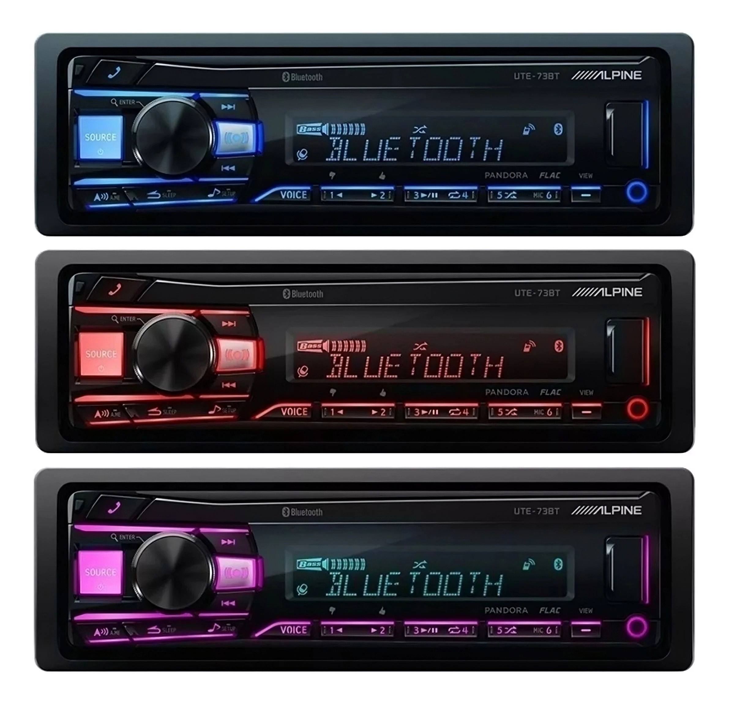 Autoestéreo Alpine Bluetooth Multicolor Usb Mp3 UTE-73BT