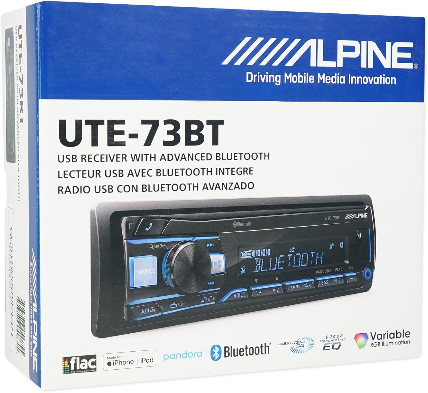 Autoestéreo Alpine Bluetooth Multicolor Usb Mp3 UTE-73BT