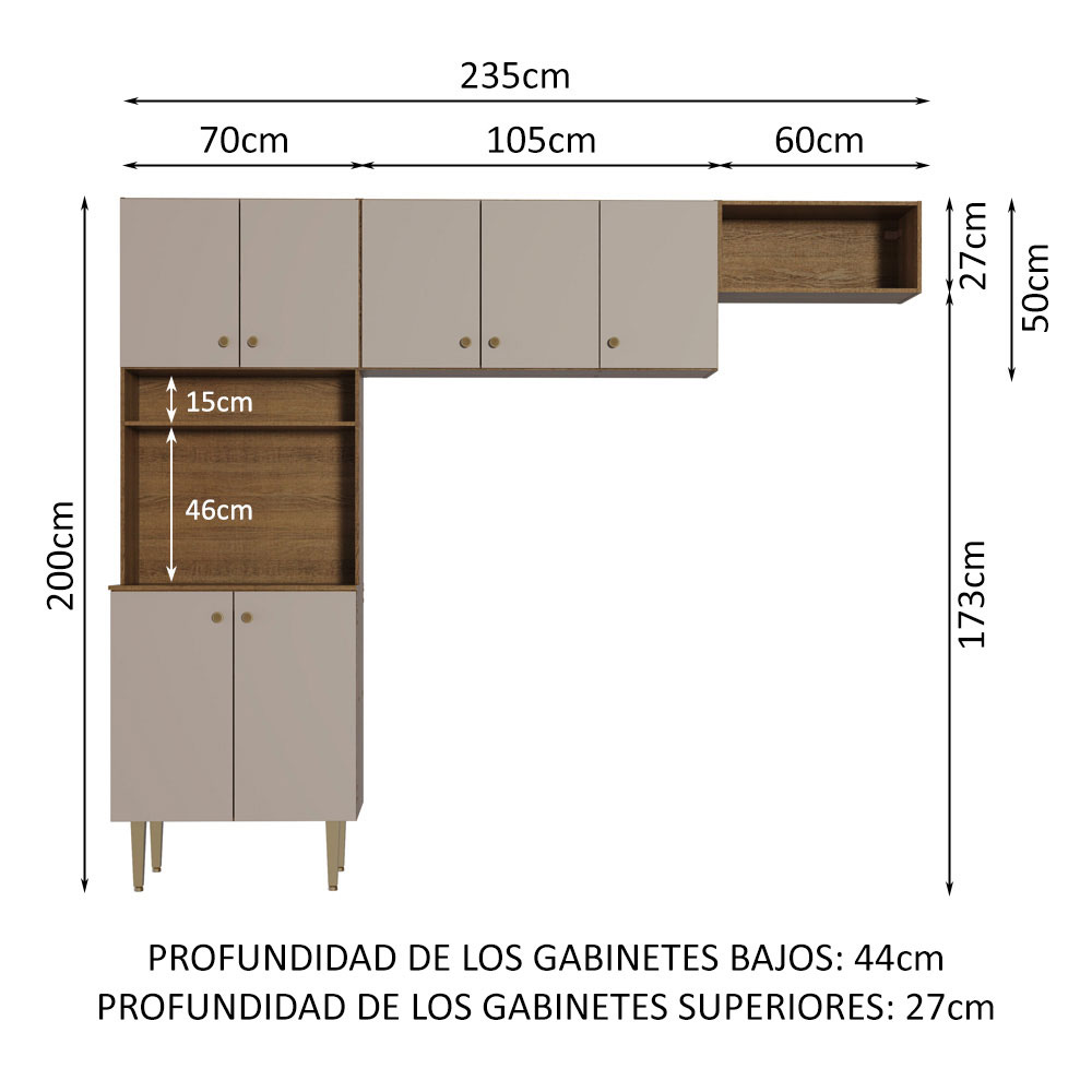 Mueble Kit para Área de Lavado Elegante Gourmet 235cm MC