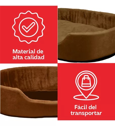 Cama Para Perro Mediana Afelpada Resistente Cómoda Suave Color Café Diseño Rectangular