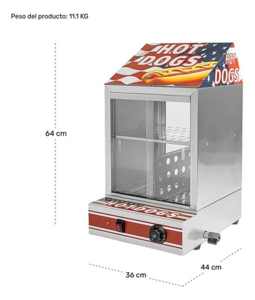 Vitrina Calentadora Vaporizadora Hot Dogs Salchichas 850w Gutstark Home