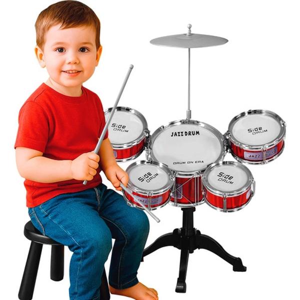Bateria Musical Juguete Jazz Niños 7 Piezas 5 Tambores Little Monkey
