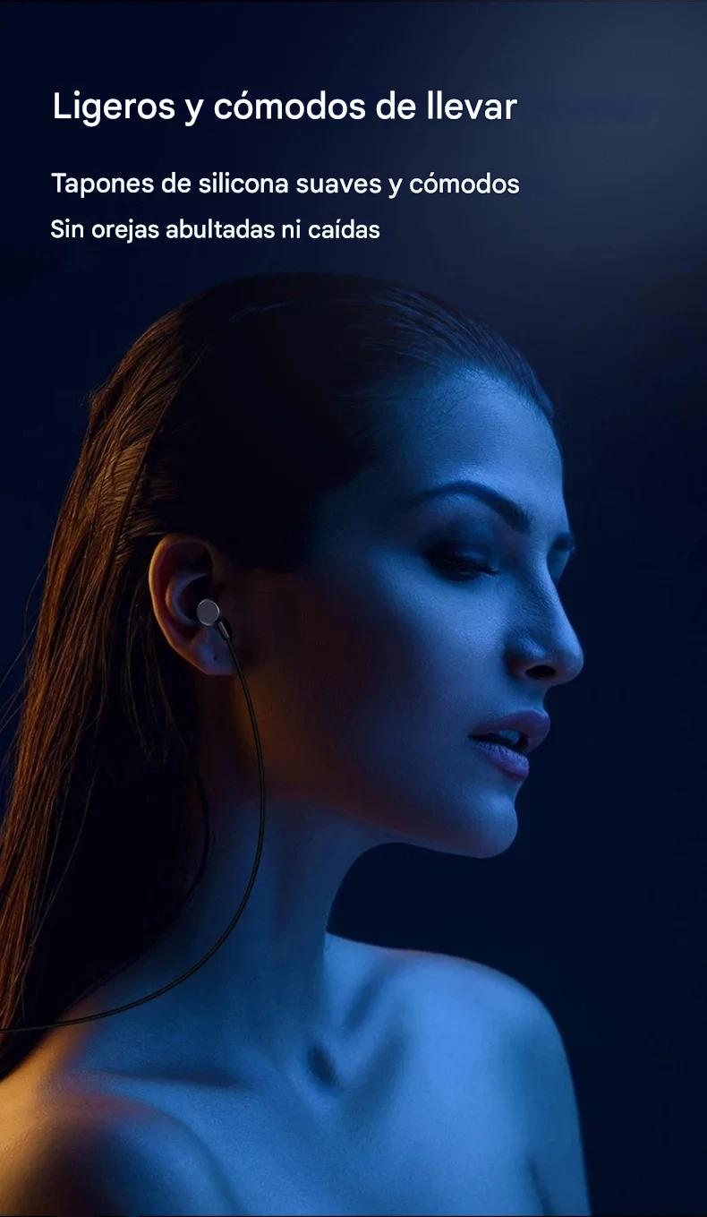 Audífonos manos libres magnéticos cable L juego Metal verde HiFi 3.5mm teléfono PC micrófono.