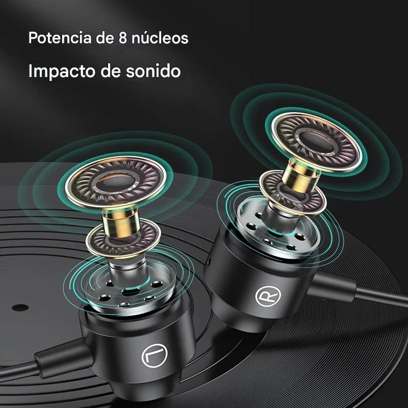 Audífonos manos libres magnéticos cable L juego Metal verde HiFi 3.5mm teléfono PC micrófono.