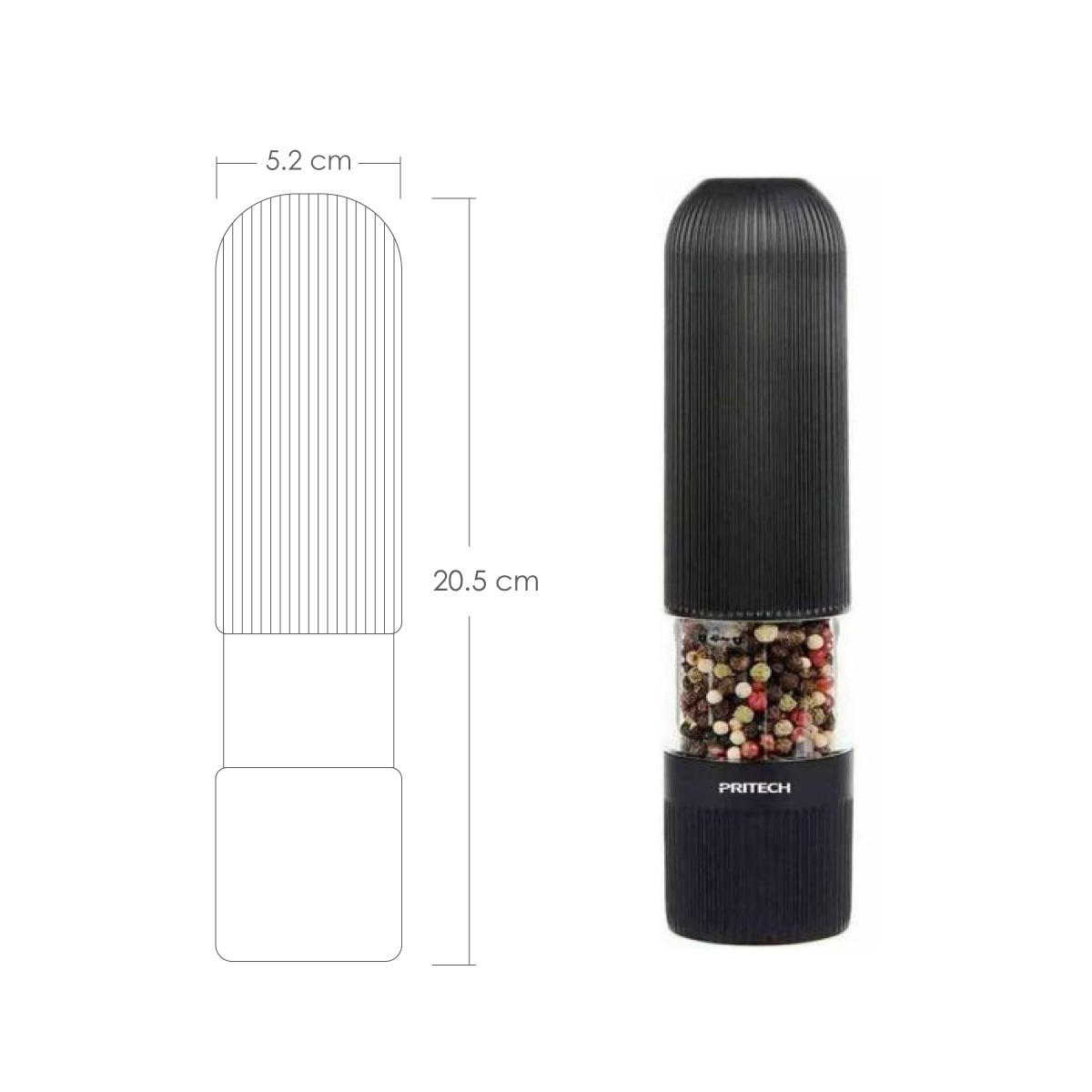 Molino para especias electrico molinillo para sal y pimienta de ABS con luz led