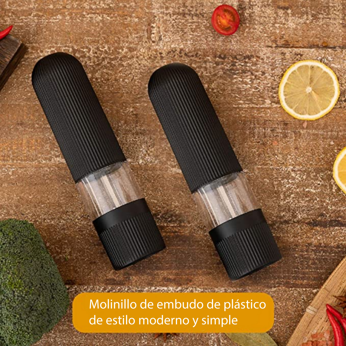 Molino para especias electrico molinillo para sal y pimienta de ABS con luz led