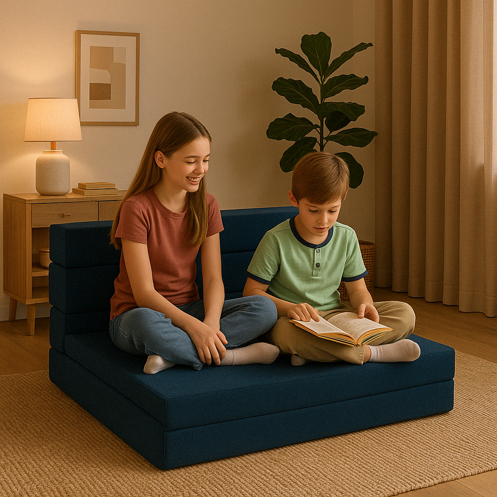 Sillón Plegable Atlas Matrimonial 3 Posiciones Azul Marino, Cómodo, Ligero y Fácil de Transportar