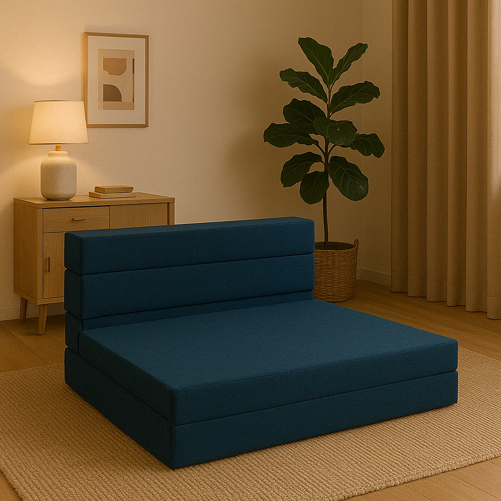 Sillón Plegable Atlas Matrimonial 3 Posiciones Azul Marino, Cómodo, Ligero y Fácil de Transportar