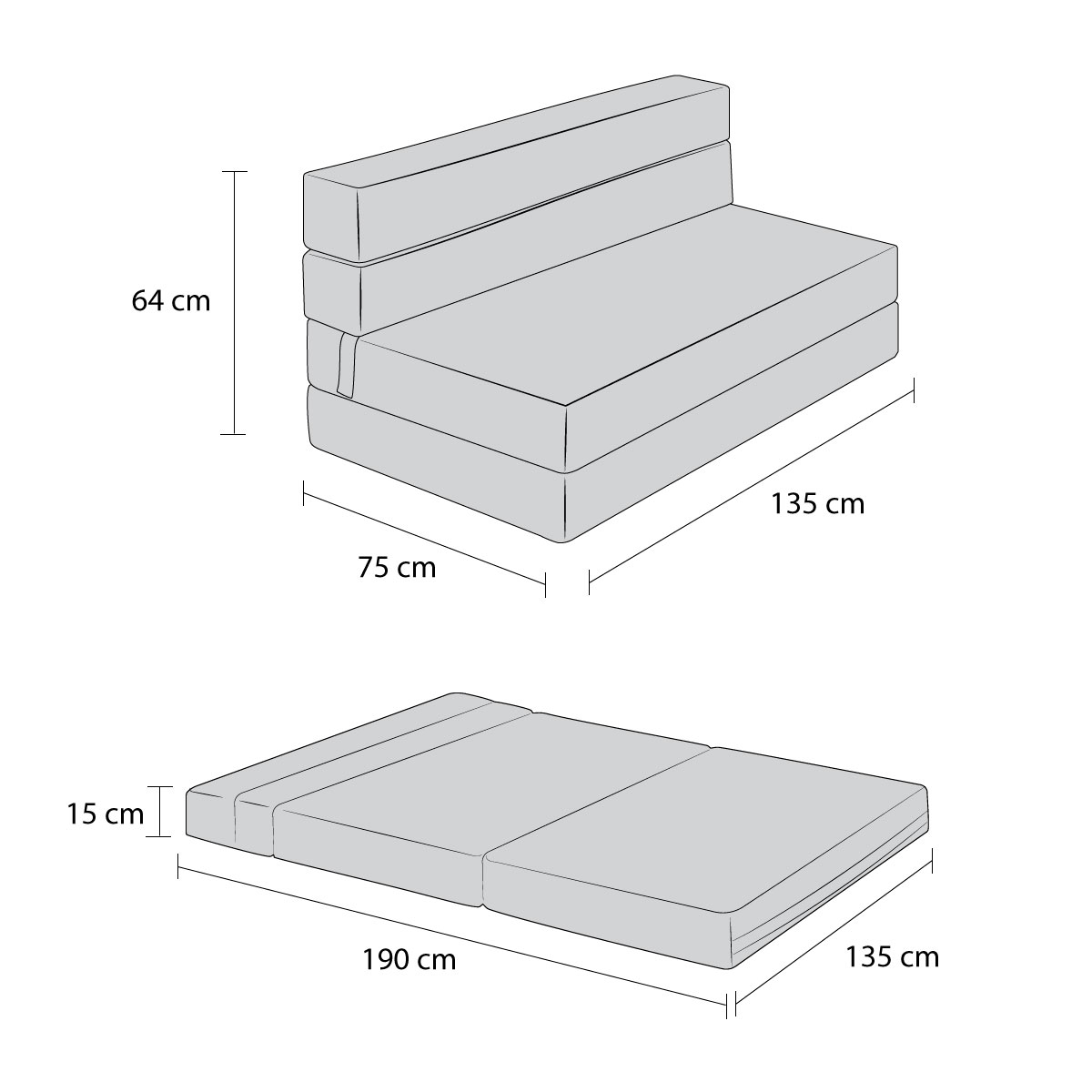 Sillón Plegable Atlas Matrimonial 3 Posiciones Azul Marino, Cómodo, Ligero y Fácil de Transportar