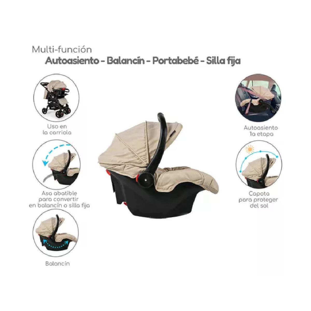 Carriola D Bebé Elite Reversible Travel System Con Portabebé Arena