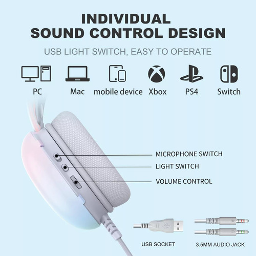 Audifonos Gamer Luz Rgb Con Microfono Onikuma X25