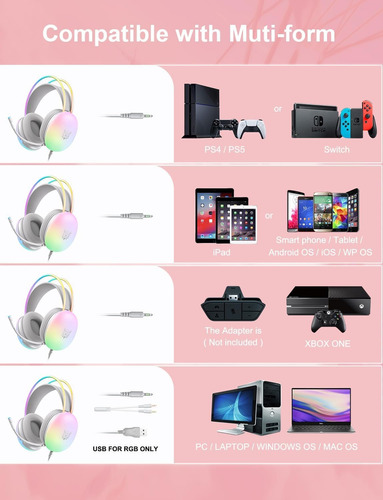 Audifonos Gamer Luz Rgb Con Microfono Onikuma X25
