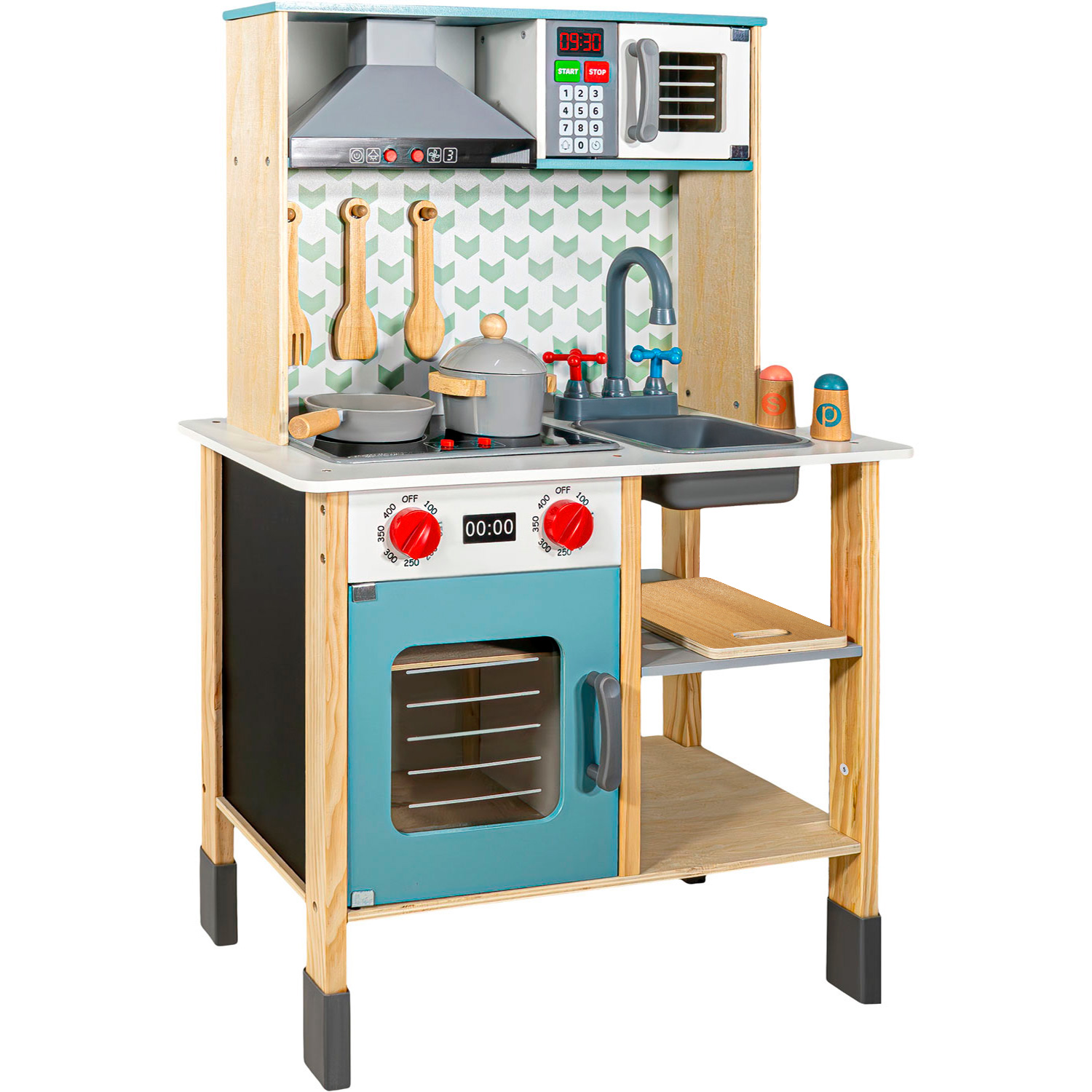 Cocinita Juguete Niña Madera Accesorios Luz Sonido Pizarron Little Monkey