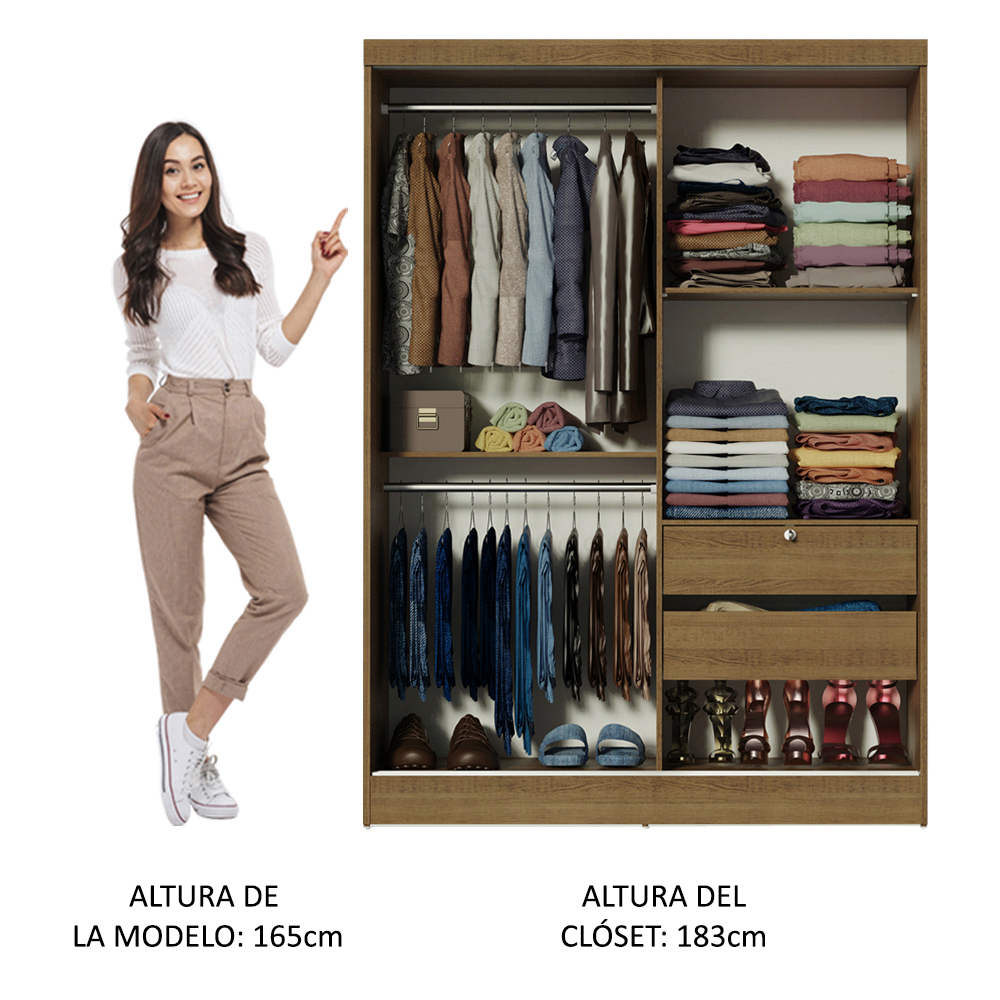 Ropero Closet Madesa Nick 2 Puertas Corredizas Y 2 Cajones N