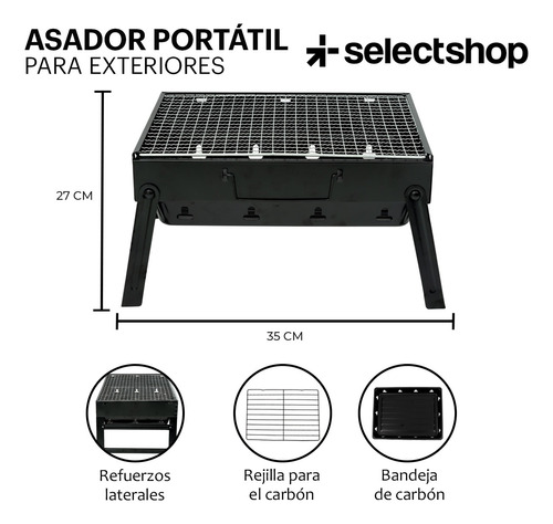 Asador Parrilla Carbón Grill Cocina Bbq Portátil Cocina