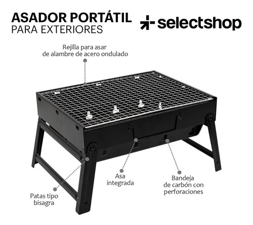 Asador Parrilla Carbón Grill Cocina Bbq Portátil Cocina