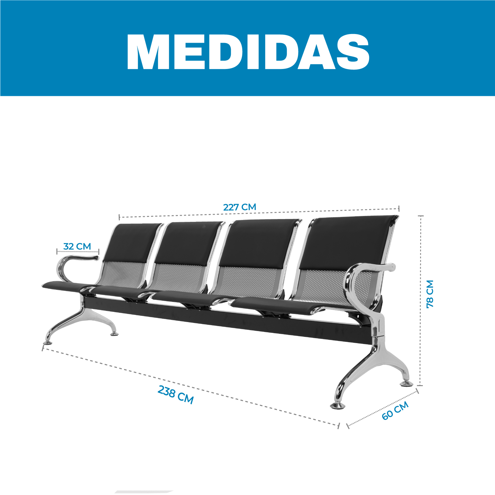 Banca De Espera Tandem 4 Plazas Onof Consultorio Hospital