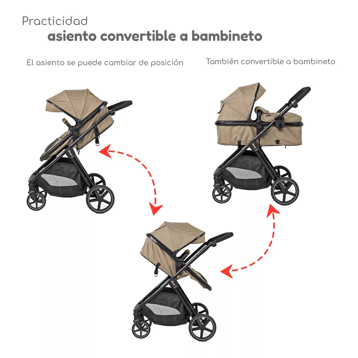 Carriola D Bebe Sistema De Viaje Travel System King Con Autoasiento 1a Etapa Beige