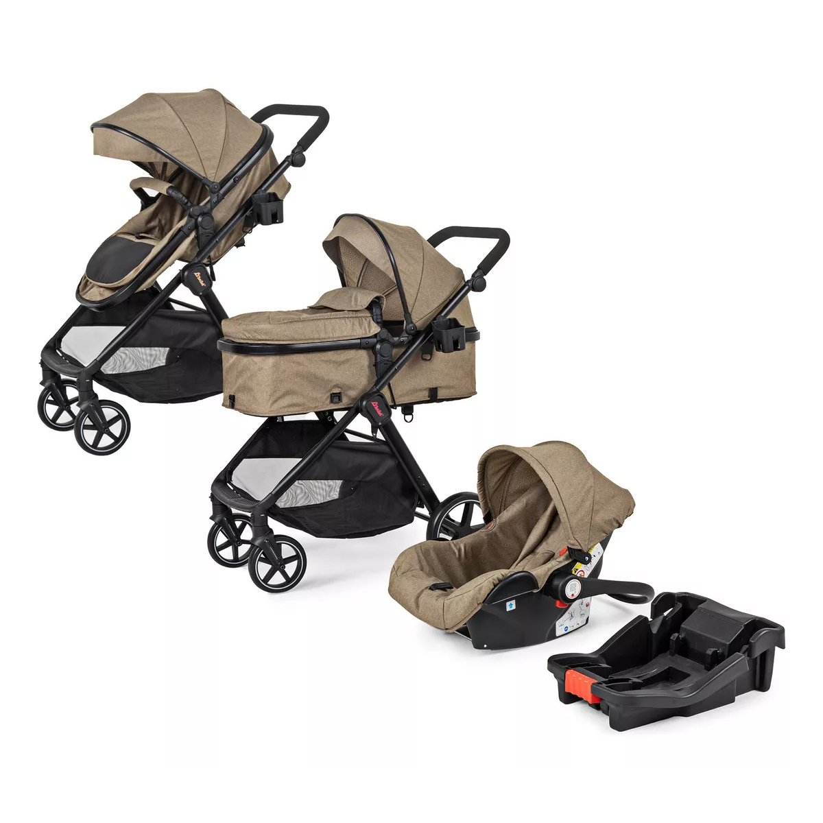 Carriola D Bebe Sistema De Viaje Travel System King Con Autoasiento 1a Etapa Beige
