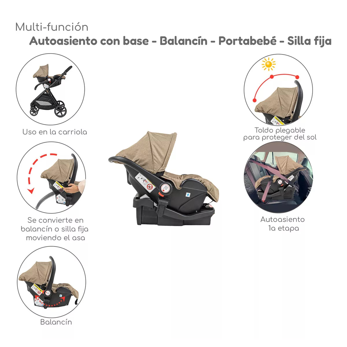 Carriola D Bebe Sistema De Viaje Travel System King Con Autoasiento 1a Etapa Beige