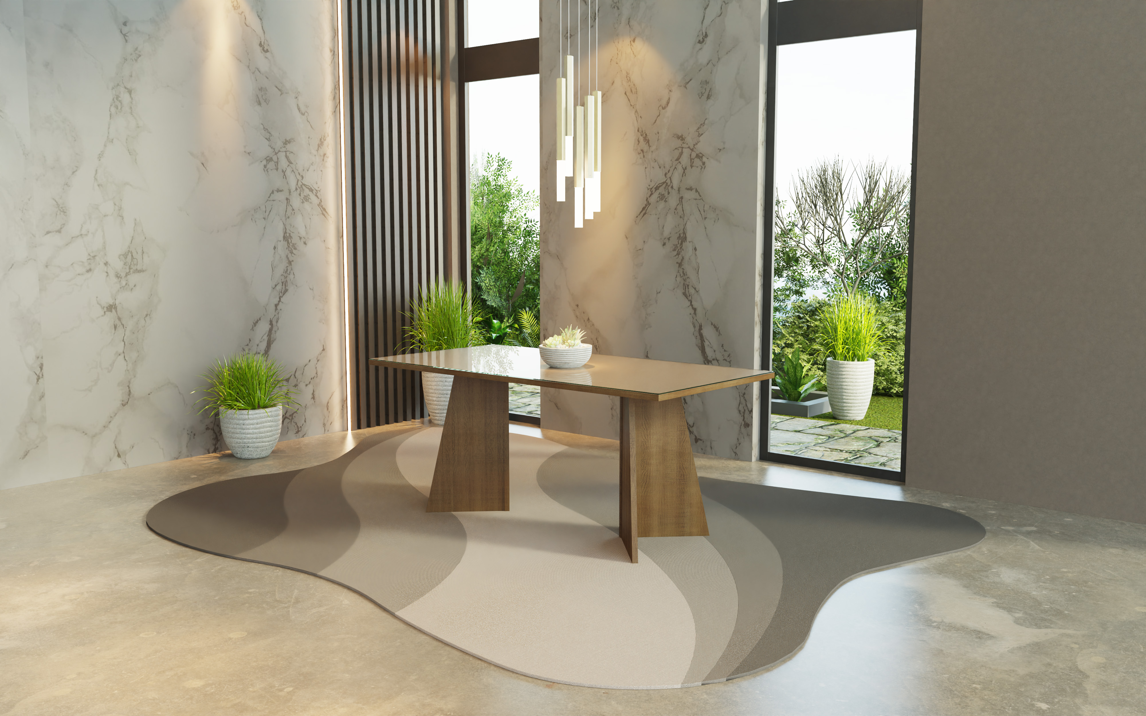 Mesa de Comedor Rectangular 5388 Color Crema/Marrón 1