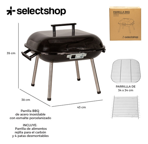 Asador Parrilla Bbq Carbón Grill Ligero Portátil Cocina