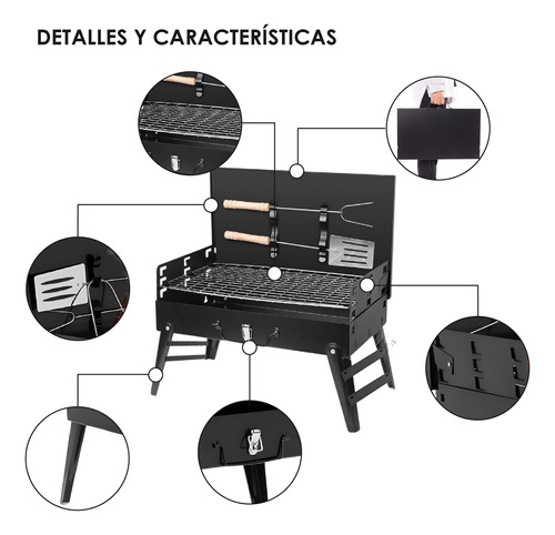 Parrilla Carbón Portátil De Acero Inoxidable Plegable Asador