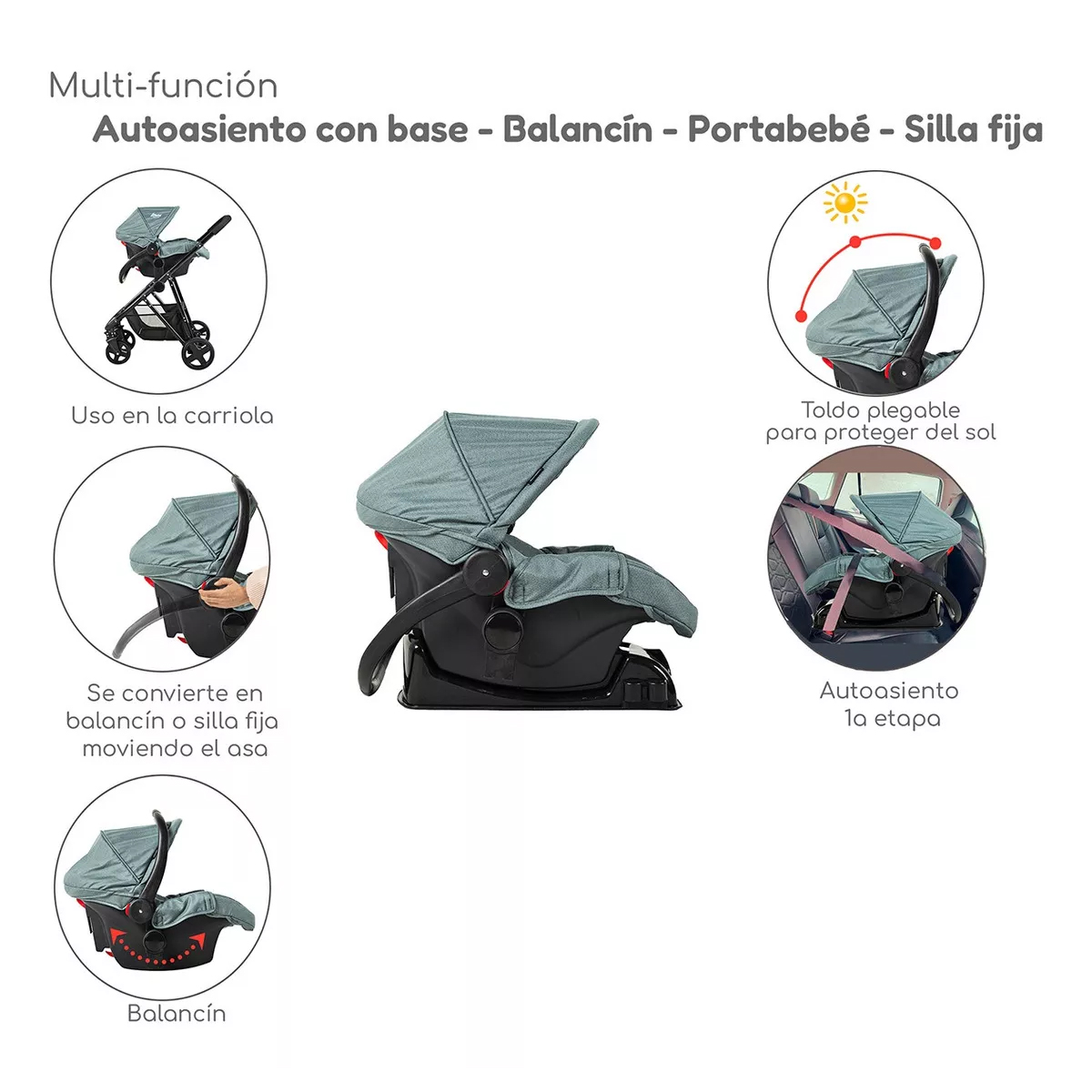 Carriola D Bebe Sistema De Viaje Travel System Prince Con Autoasiento Verde