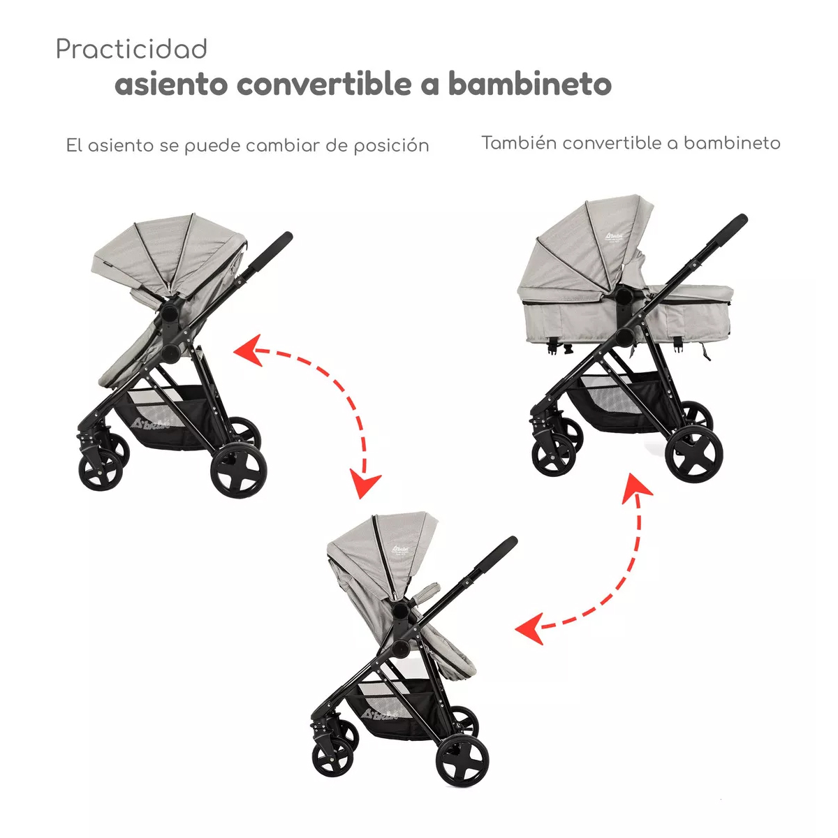 Carriola D Bebe Sistema De Viaje Travel System Prince Con Autoasiento Gris